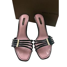 Louis Vuitton Mules Black Patent Leather Black