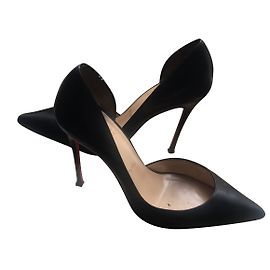 Christian Louboutin Iriza Black Leather Heels Size 38 Black
