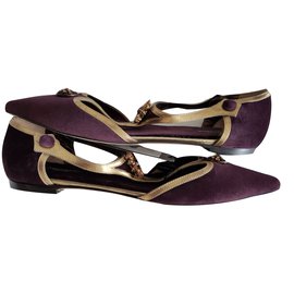 Dolce & Gabbana-Dolce and Gabbana embellished velvet shoes flats 40-Cognac