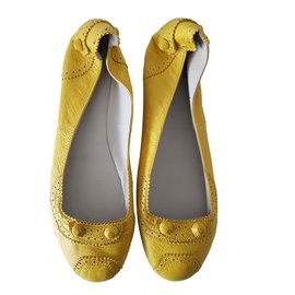 Balenciaga-balenciaga  leather flats EU 40.5 'Arena Classic Ballerina'-Yellow
