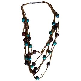 Autre Marque Collana lunga con perle in ceramica multicolore Multicolore