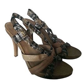 Guess Leather Sandals Black Beige Light Brown 39.5 Black Beige Light brown