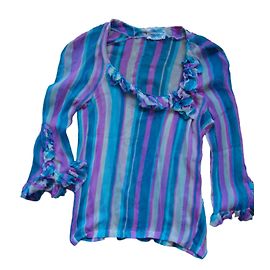Autre Marque Blusa túnica de seda LORENA CONTI con rayas Multicolor