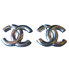 Chanel-Boucle d'oreilles CC-Argenté