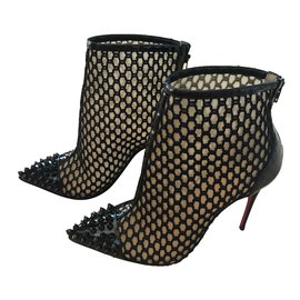 Christian Louboutin-Ankle Boots-Black,Beige