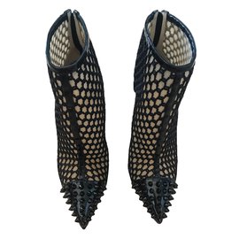 Christian Louboutin-Ankle Boots-Black,Beige