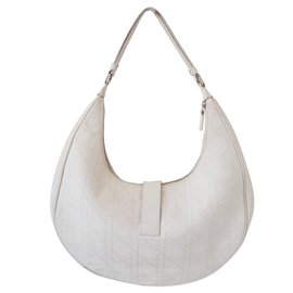 Christian Dior-white leather hobo bag-White