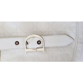 Christian Dior-saco de hobo de couro branco-Branco