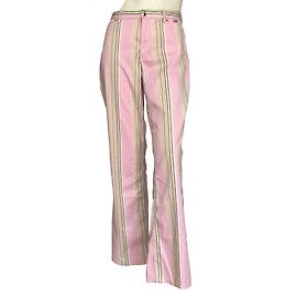 Calças de algodão listradas Escada Rosa Branco Amarelo