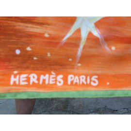 Hermès-Seiden Schals-Rot,Orange