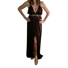 Robe de soirée Roberto Cavalli en soie marron Marron Marron foncé