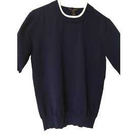 Louis Vuitton-camisola de gola redonda-Azul marinho