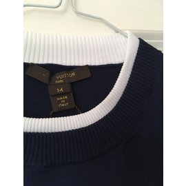 Louis Vuitton-suéter de cuello redondo-Azul marino