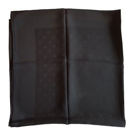 Louis Vuitton-black silk Monaco Square scarf-Black