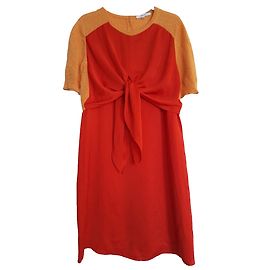 Robe Carven Rouge et Orange en Satin et Polyester Taille 40 Rouge