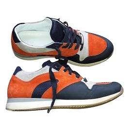 Baskets Dior Orange Blanc Bleu Marine en Daim Taille 34 Blanc Orange Bleu Marine