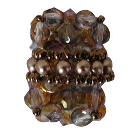Autre Marque-Bague en perles de verre Taille 52-Doré,Kaki,Jaune