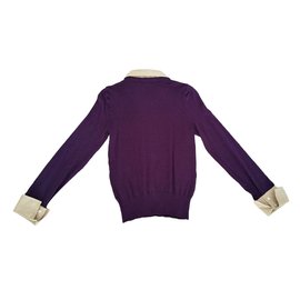 Dries Van Noten-maglione di lana-Prugna