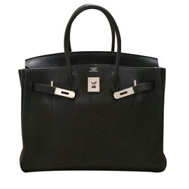 Hermès-Birkin 35 Schwarzes Togo Leder PHW-Schwarz