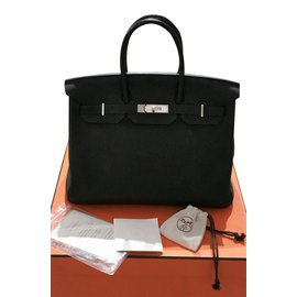 Hermès-Birkin 35 Schwarzes Togo Leder PHW-Schwarz