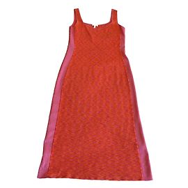 Vestido Maxi Escada Laranja e Rosa de Algodão Laranja