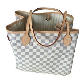 Louis Vuitton Neverfull  MM  Toile Damier Azur Beige