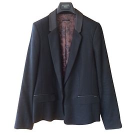 Ikks Black Tailor Jacket Viscose and Wool Black