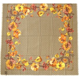 Gucci-floral scarf new-Beige,Orange,Yellow