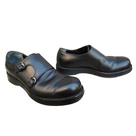 Gucci Scarpe Double Monk Strap in Pelle Nera Nero