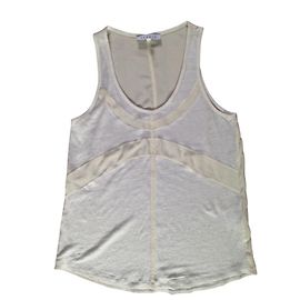 Top Sandro in seta e viscosa bianco e crema traforata Bianco Carne