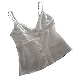Top Christian Dior de seda e algodão bordado Creme Cru