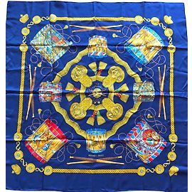 Sciarpa Hermès in seta blu oro blu navy 90x90 Blu D'oro Blu navy