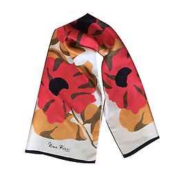 Nina Ricci Bufanda estampada vintage Blanco Roja Amarillo
