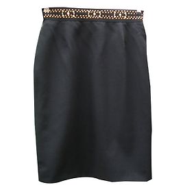 Autre Marque Gonna nera in lana con borchie taglia 42 Nero