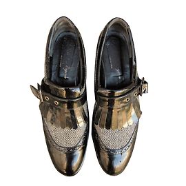 Sapatos com fivela Robert Clergerie em tweed e couro envernizado preto Preto