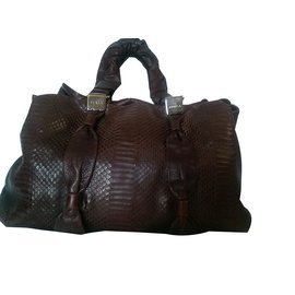 Furla Leather Handbag Python Pattern Dark Aubergine Other