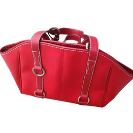 Lancel Red Leather Handbag Red