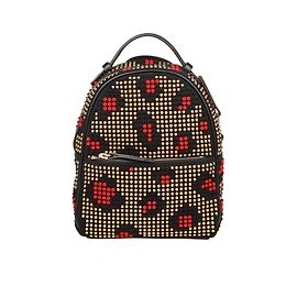 Mochila Les Petites de couro e veludo transversal Multicor