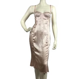 D&G blush pink silk corset dress Pink