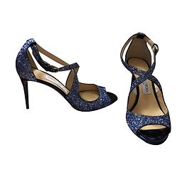 Jimmy Choo Navy Blue Leather Heels Size 37 Navy blue