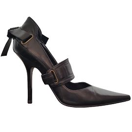 Vicini Black Leather Pumps with Knot Detail Size 39 Black