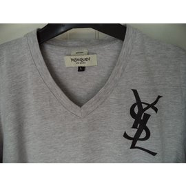 Yves Saint Laurent-Tee shirt manches courtes-Gris