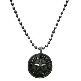 Marc Jacobs Good Luck Star Medallion Necklace Silver Silvery