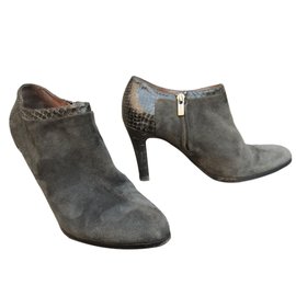 Bottines Jil Sander en Veau Velours et Python Gris Taille 40 Gris