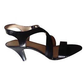 Nine West Black Leather Sandals Size 38 Black
