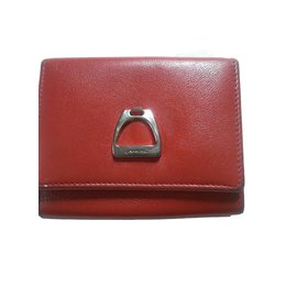 Lancel Red Leather Wallet Red