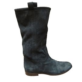 Sartore Ankle Boots Navy Blue Deerskin Navy blue