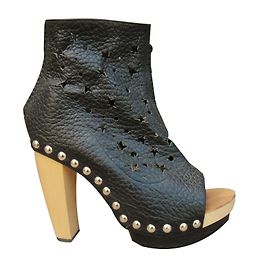 Bottines Free Lance en cuir noir à bouts ouverts Noir