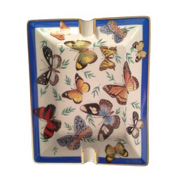 Hermès Butterfly Ashtray with Gold Border Multiple colors
