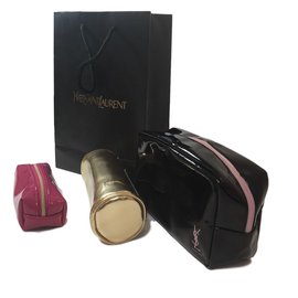 Yves Saint Laurent-Satz von 3 pouchs-Schwarz,Pink,Golden